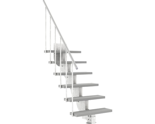 Außentreppe Pertura Petros mit Geländer 6 Stufen Trimax 80 cm grau