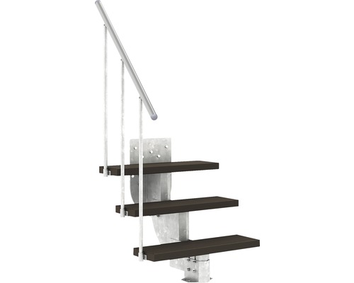 Außentreppe Pertura Petros mit Geländer 3 Stufen Trimax 80 cm dunkelbraun