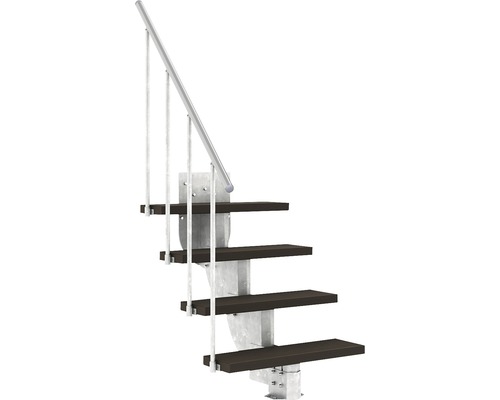Außentreppe Pertura Petros mit Geländer 4 Stufen Trimax 80 cm dunkelbraun