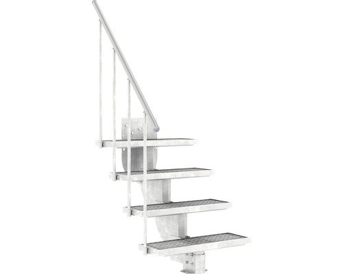Außentreppe Pertura Petros mit Geländer 4 Stufen 80 cm Gitterrost