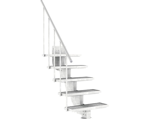 Außentreppe Pertura Petros mit Geländer 5 Stufen 80 cm Gitterrost