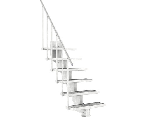 Außentreppe Pertura Petros mit Geländer 6 Stufen 80 cm Gitterrost