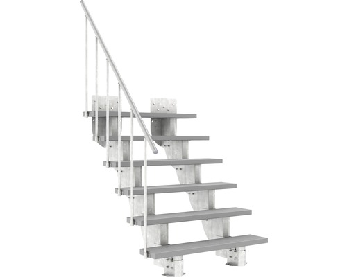Außentreppe Pertura Petros mit Geländer 6 Stufen Trimax 120 cm grau