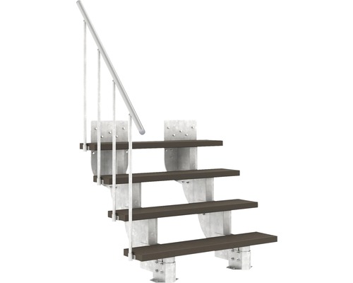 Außentreppe Pertura Petros mit Geländer 4 Stufen Trimax 120 cm dunkelbraun