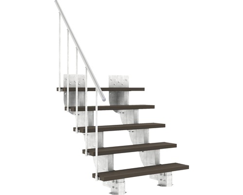 Außentreppe Pertura Petros mit Geländer 5 Stufen Trimax 120 cm dunkelbraun