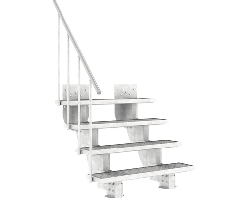 Außentreppe Pertura Petros mit Geländer 4 Stufen 120 cm Gitterrost