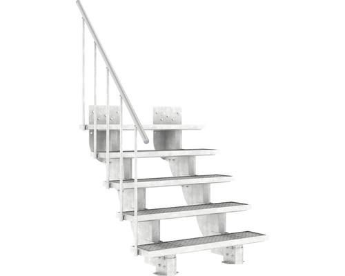 Außentreppe Pertura Petros mit Geländer 5 Stufen 120 cm Gitterrost
