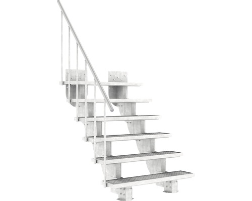 Außentreppe Pertura Petros mit Geländer 6 Stufen 120 cm Gitterrost