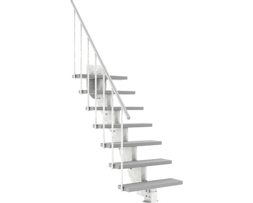 Außentreppe Pertura Petros mit Geländer 7 Stufen Trimax 80 cm grau