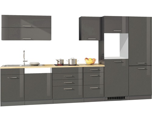 Küchenzeile Held Möbel Mailand 630.1.6211 grau/grafit 360 cm
