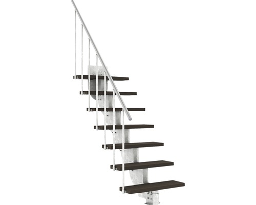 Außentreppe Pertura Petros mit Geländer 7 Stufen Trimax 80 cm dunkelbraun