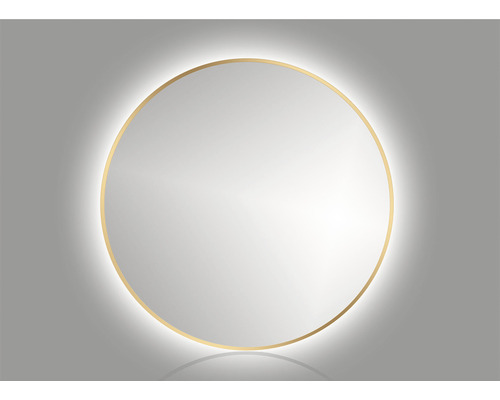 LED-Lichtspiegel Cordia ROUND LINE BACKLIGHT rund 60x60 cm mit Alurahmen gold Runder Spiegel mit Beleuchtung