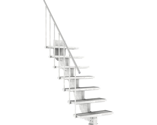 Außentreppe Pertura Petros mit Geländer 7 Stufen 80 cm Gitterrost