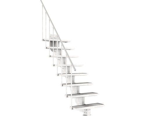 Außentreppe Pertura Petros mit Geländer 8 Stufen 80 cm Gitterrost