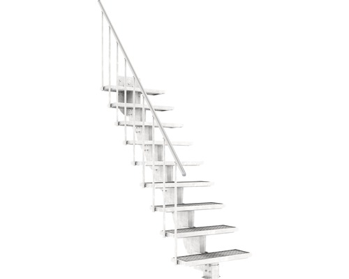 Außentreppe Pertura Petros mit Geländer 9 Stufen 80 cm Gitterrost
