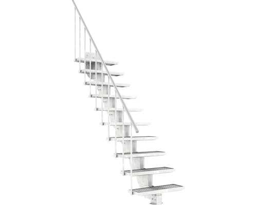 Außentreppe Pertura Petros mit Geländer 10 Stufen 80 cm Gitterrost