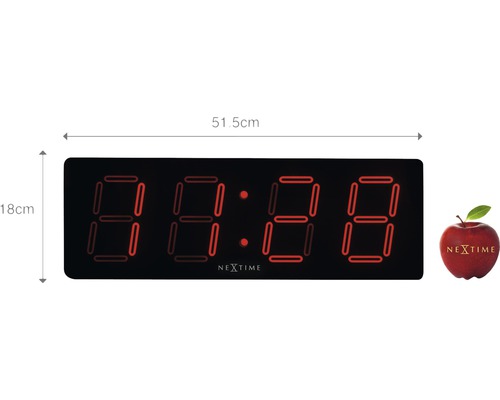 Digitale Wanduhr mit den Maßen 51,5 x 18 cm