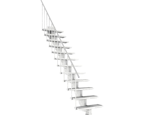 Außentreppe Pertura Petros mit Geländer 12 Stufen 80 cm Gitterrost