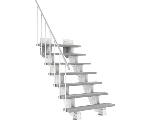 Außentreppe Pertura Petros mit Geländer 7 Stufen Trimax 120 cm grau