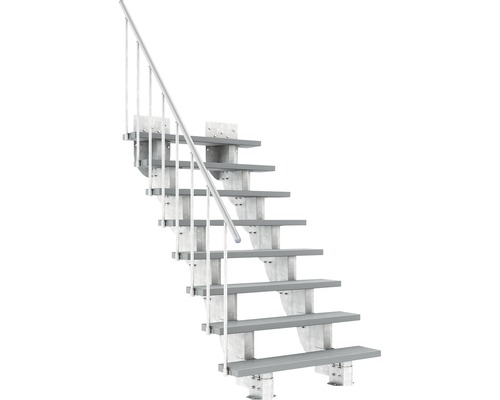 Außentreppe Pertura Petros mit Geländer 8 Stufen Trimax 120 cm grau