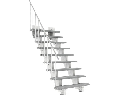 Außentreppe Pertura Petros mit Geländer 9 Stufen Trimax 120 cm grau