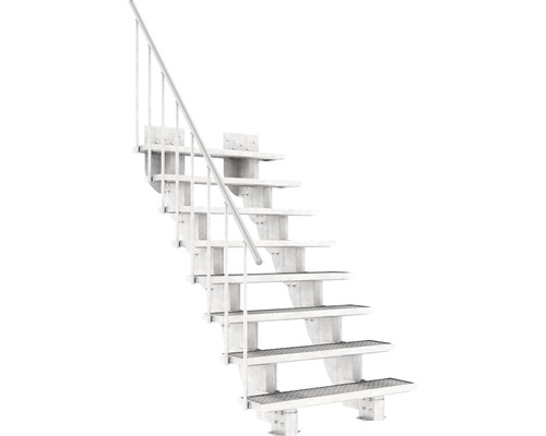 Außentreppe Pertura Petros mit Geländer 8 Stufen 120 cm Gitterrost