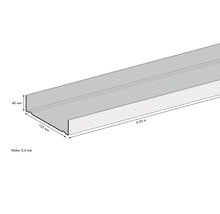 Dachrandprofil aus Metall, 4,00 Meter lang, 125 Millimeter breit und 40 Millimeter hoch