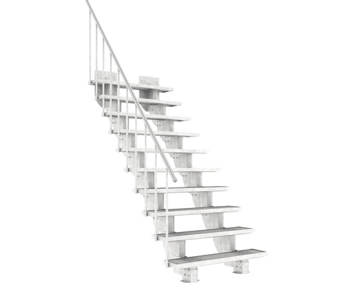 Außentreppe Pertura Petros mit Geländer 10 Stufen 120 cm Gitterrost