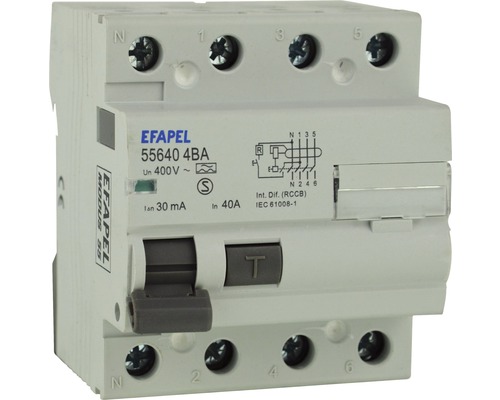 Fehlerstrom Schutzschalter RCD-A 4-polig 40/0,03A Efapel Fehlerstromschutzschalter 40 Ampere