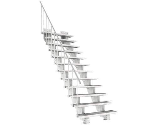 Außentreppe Pertura Petros mit Geländer 12 Stufen 120 cm Gitterrost