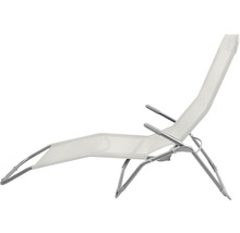Sonnenliege GARDEN PLACE Bella 146 x 58 x 92 cm silbergrau, mit Liegefläche aus robustem Textilgewebe, Metallgestell, Rückenlehne verstellbar, Klappfunktion für platzsparende Lagerung