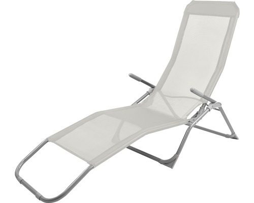 Sonnenliege GARDEN PLACE Bella 146 x 58 x 92 cm silbergrau, mit Liegefläche aus robustem Textilgewebe, Metallgestell, Rückenlehne verstellbar, Klappfunktion für platzsparende Lagerung Liegestuhl mit Armlehnen und verstellbarer Rückenlehne