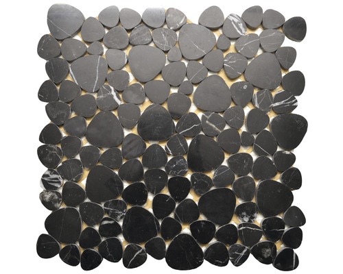 Natursteinmosaik Marbel 32,0x32,0 cm schwarz matt Mosaikfliese aus Naturstein-Kieselsteinen