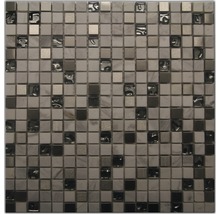 Quadratische Mosaikfliese aus Glas, Naturstein und Metall