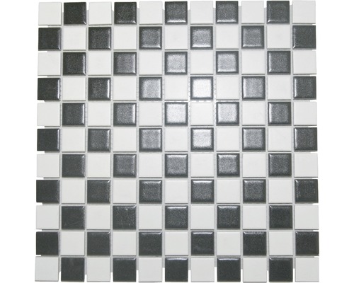 Keramikmosaik 30,2x30,2 cm weiß schwarz