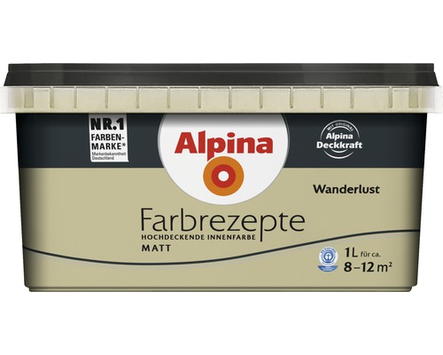 Alpina Farbenrezept Wandfarbe Wanderlust, ein Liter, matte hochdeckende Innenfarbe