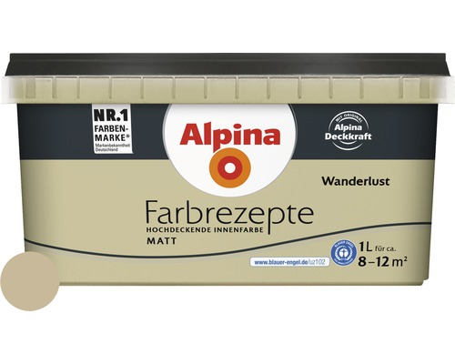 Alpina Wandfarbe Farbrezepte Wanderlust 1 L Alpina Farbrezepte Wanderlust matte Innenfarbe im Eimer