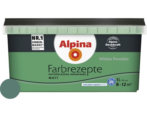 Alpina Wandfarbe Farbrezepte Wildes Paradies 1 L Eimer Alpina Farbrezepte hochdeckende Innenfarbe, matt, Farbton Wildes Paradies, Gebindegröße ein Liter