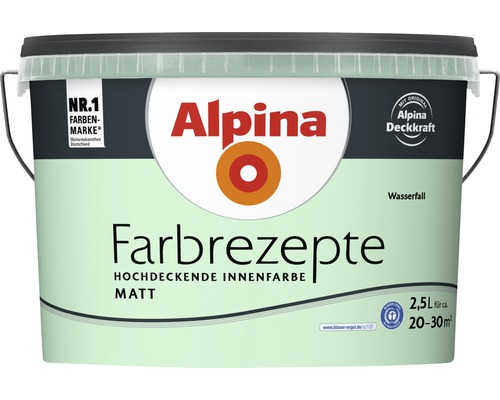 Eimer Alpina Farbrezepte hochdeckende Innenfarbe, matt, Wasserfall, 2,5 Liter