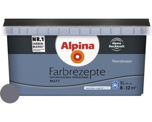 Alpina Wandfarbe Farbrezepte Nordmeer 1 L Eimer Alpina Farbrezepte Nordmeer hochdeckende Innenfarbe matt