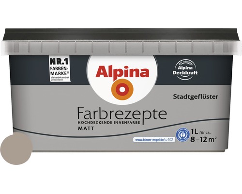 Alpina Wandfarbe Farbrezepte Stadtgeflüster 1 L Alpina Farbrezepte Innenfarbe Stadtgeflüster, matte hochdeckende Innenfarbe im Eimer