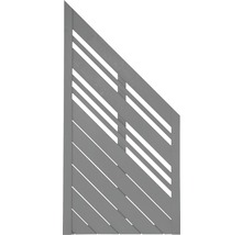Grauer Sichtschutzzaun mit diagonalen Lamellen
