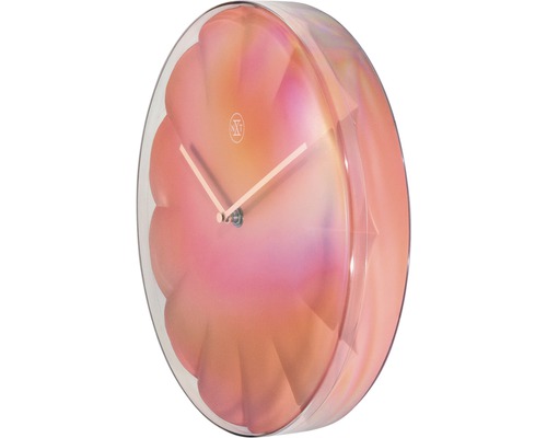 Wanduhr mit transparentem Gehäuse und Zeitanzeige
