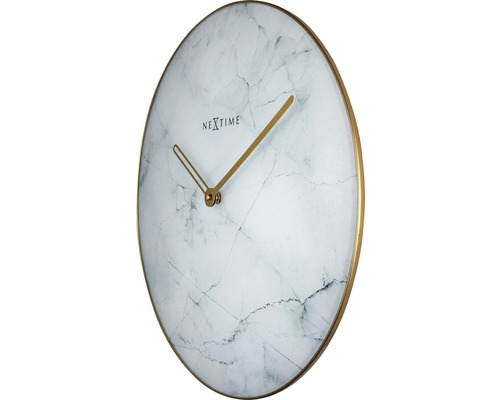 Wanduhr mit Marmoroptik und goldenen Zeigern