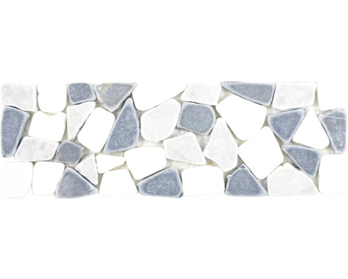 Natursteinmosaik Marmor BO Ciot GW19 10x30 cm grau weiß schwarz Mosaikfliese mit Kieseloptik