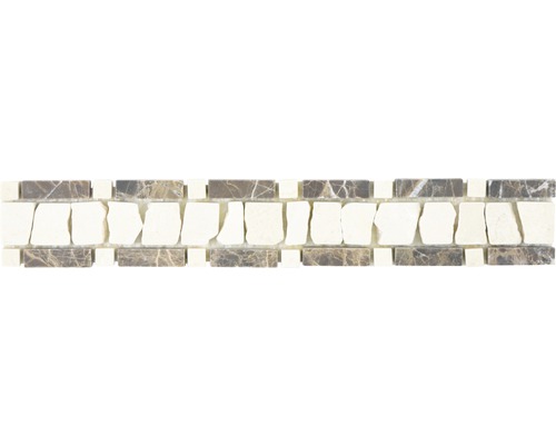 Natursteinmosaik Marmor BO LA DEC11 5x30 cm beige braun Mosaikfliese aus Naturstein