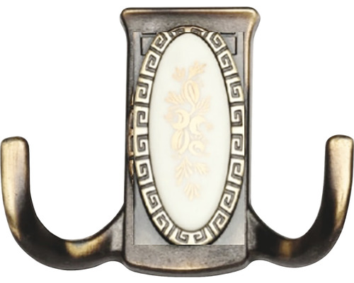 Garderobenhaken Fatih II 2 Haken Guss, messing antik