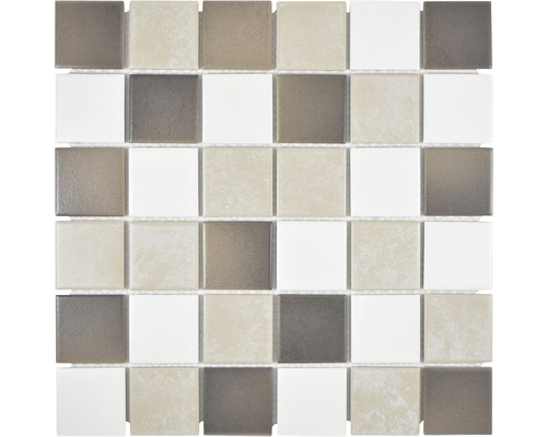 Keramikmosaik CD 218 30,6x30,6 cm beige braun matt Quadratische Mosaikfliese mit Steindekor