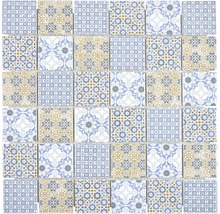 Fliesenmuster mit verschiedenen floralen und geometrischen Motiven