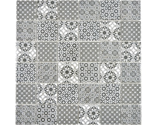 Keramikmosaik Classico CD CL48S 29,7x29,7 cm schwarz Fliesen mit geometrischen und floralen Mustern